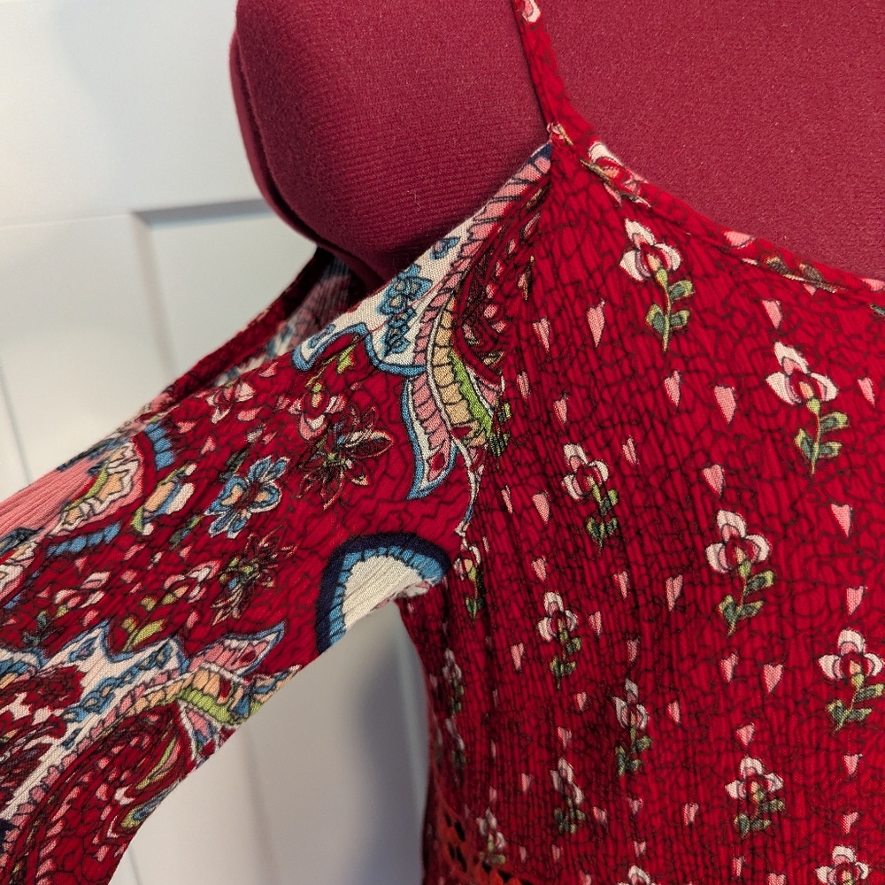 Mini Dress Boho Paisley Floral Size Large - Picture 6 of 13
